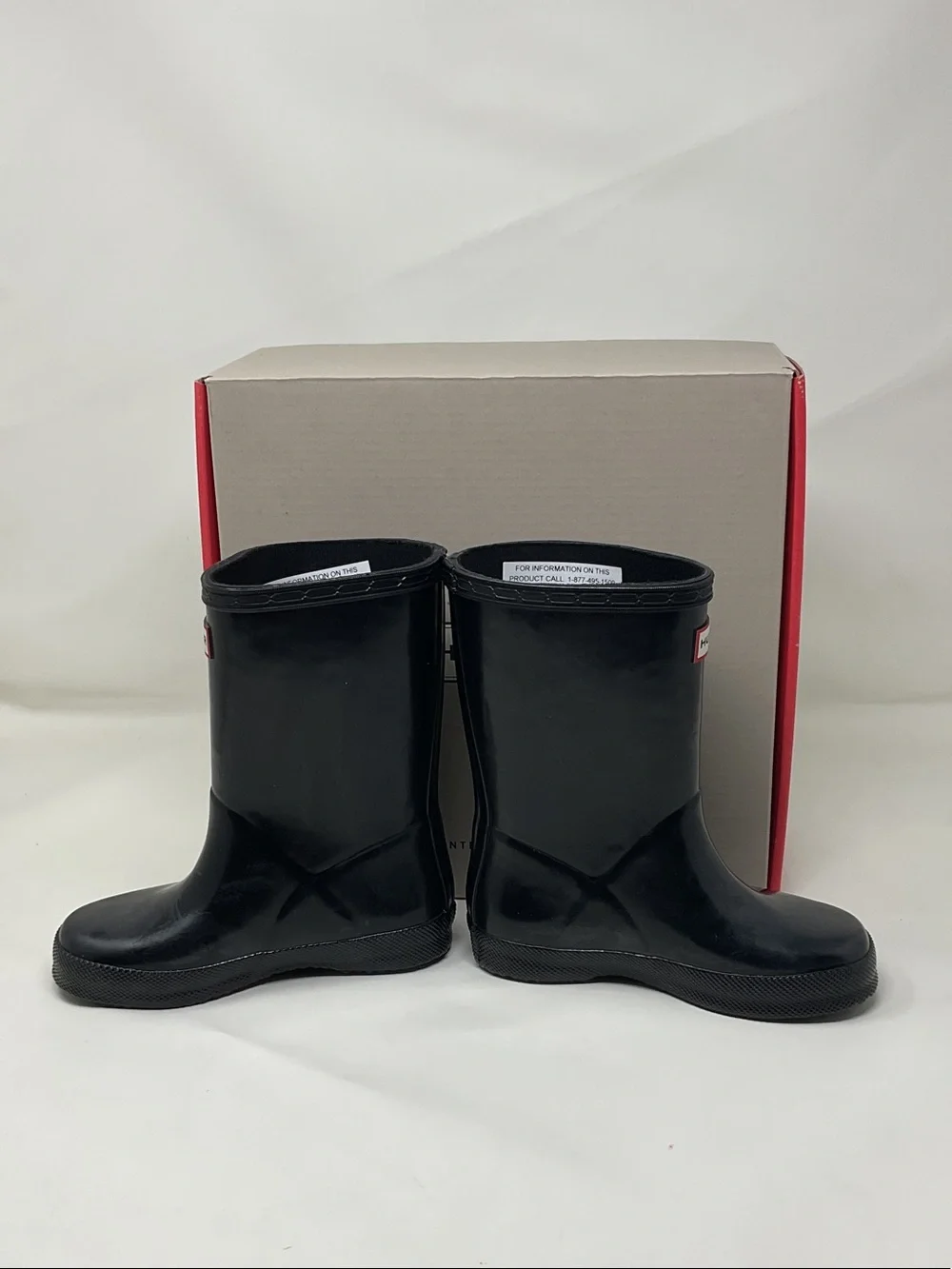 Hunter Kids size 9 US Black Gloss  Rain Boots little boys girls